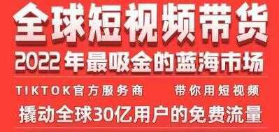 《TikTok海外短视频带货训练营》2022年最吸金的蓝海市场-课程网