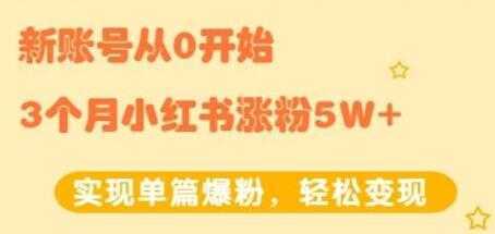 小红书涨粉变现《新账号从0开始3个月小红书涨粉5W+》实现单篇爆粉-课程网