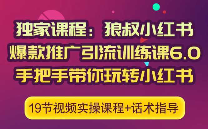 图片[1]-狼叔小红书爆款推广引流训练课6.0，手把手带你玩转小红书-课程网