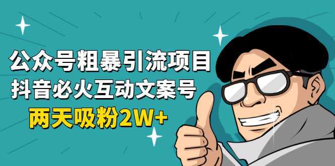 公众号粗暴引流项目：抖音必火互动文案号，两天吸粉2W+（可持续操作）-课程网