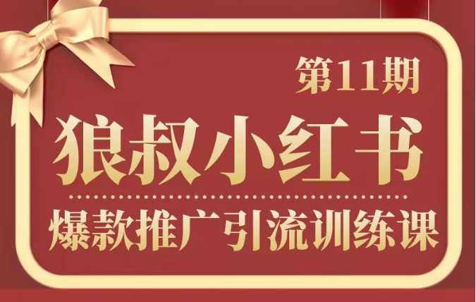 狼叔小红书爆款推广引流训练课第11期，手把手带你玩转小红书-课程网