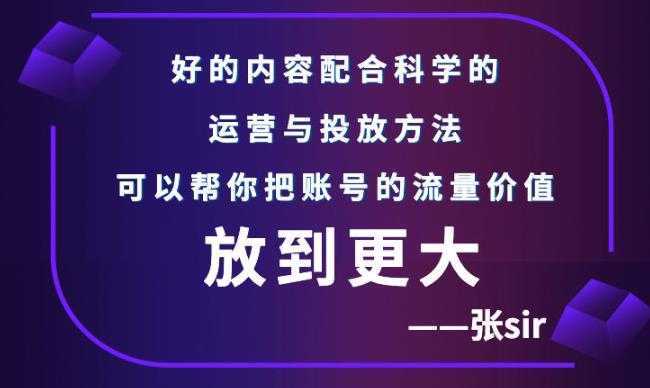 张sir账号流量增长课，告别海王流量，让你的流量更精准-课程网