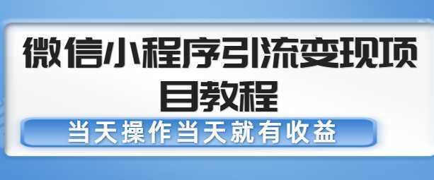 微信小程序引流变现项目教程，当天操作当天就有收益，变现不再是难事-课程网