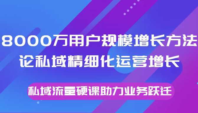 8000万用户规模增长方法论私域精细化运营增长，私域流量硬课助力业务跃迁-课程网