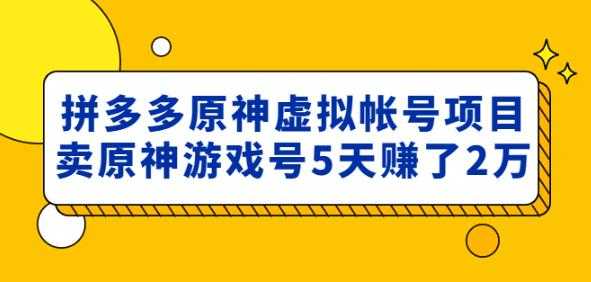 外面卖2980的拼多多原神虚拟帐号项目：卖原神游戏号5天赚了2万-课程网