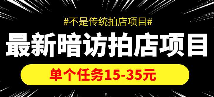 最新暗访拍店信息差项目，单个任务15-35元（不是传统拍店项目）-课程网