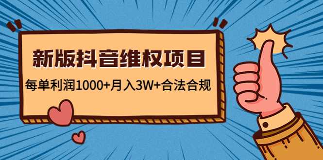 新版抖音维全项目：每单利润1000+月入3W+合法合规-课程网