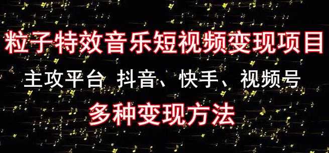 黄岛主《粒子特效音乐短视频变现项目》主攻平台抖音、快手、视频号多种变现方法-课程网