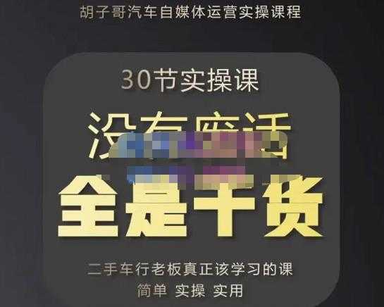 胡子哥·汽车自媒体运营实操课，汽车新媒体二手车短视频运营教程-价值8888元-课程网