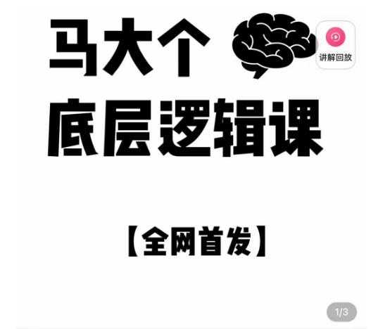 图片[1]-马大个·底层逻辑课，51节底层逻辑智慧课-价值1980元-课程网