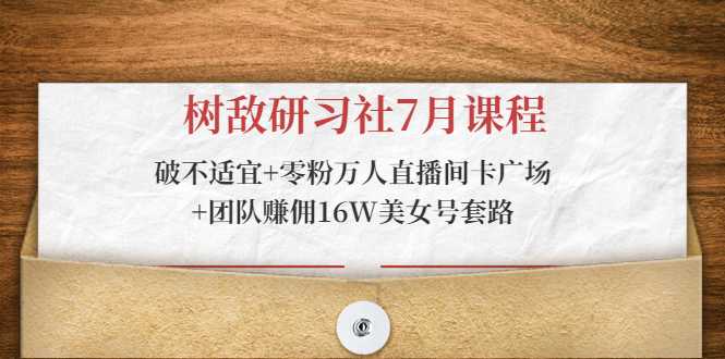 树敌研习社7月课程：破不适宜+零粉万人直播间卡广场+团队赚佣16W美女号套路-课程网