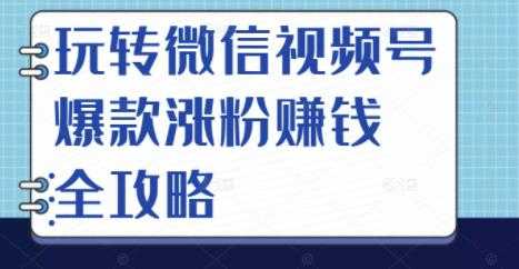 玩转微信视频号爆款涨粉赚钱全攻略，让你快速抓住流量风口，收获红利财富-课程网