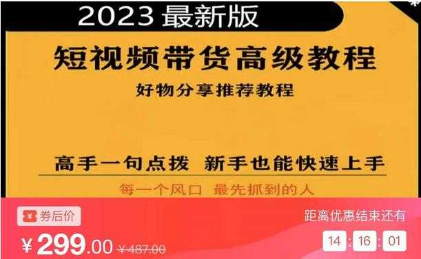 2023短视频好物分享带货，好物带货高级教程，高手一句点拨，新手也能快速上手-课程网