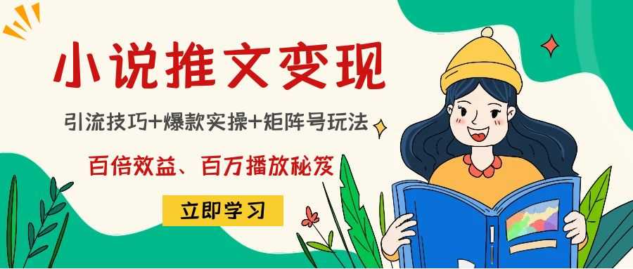 小说推文训练营：引流技巧+爆款实操+矩阵号玩法，百倍效益、百万播放秘笈-课程网