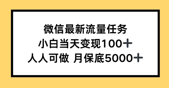 微信最新流量任务，小白当天变现100+，人人可做-课程网