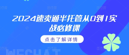 2024速卖通半托管从0到1实战必修课，掌握通投广告打法、熟悉速卖通半托管的政策细节-课程网